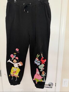 Dolls Kill Black SpongeBob Character Graphic Joggers
